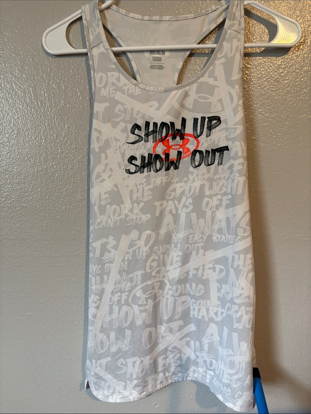 Under Armour White Graphic 'Show Up Show Out' Tank Top
